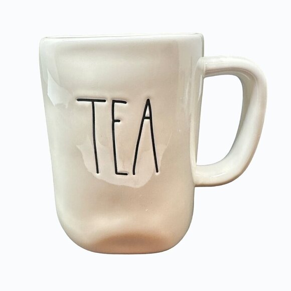 Rae Dunn TEA Mug Ceramic READ Large Coffee Cup Magenta LL Farmhouse Gift White - Picture 1 of 8